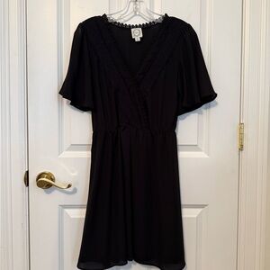 Blue Rain Black Ruffled Mini Dress